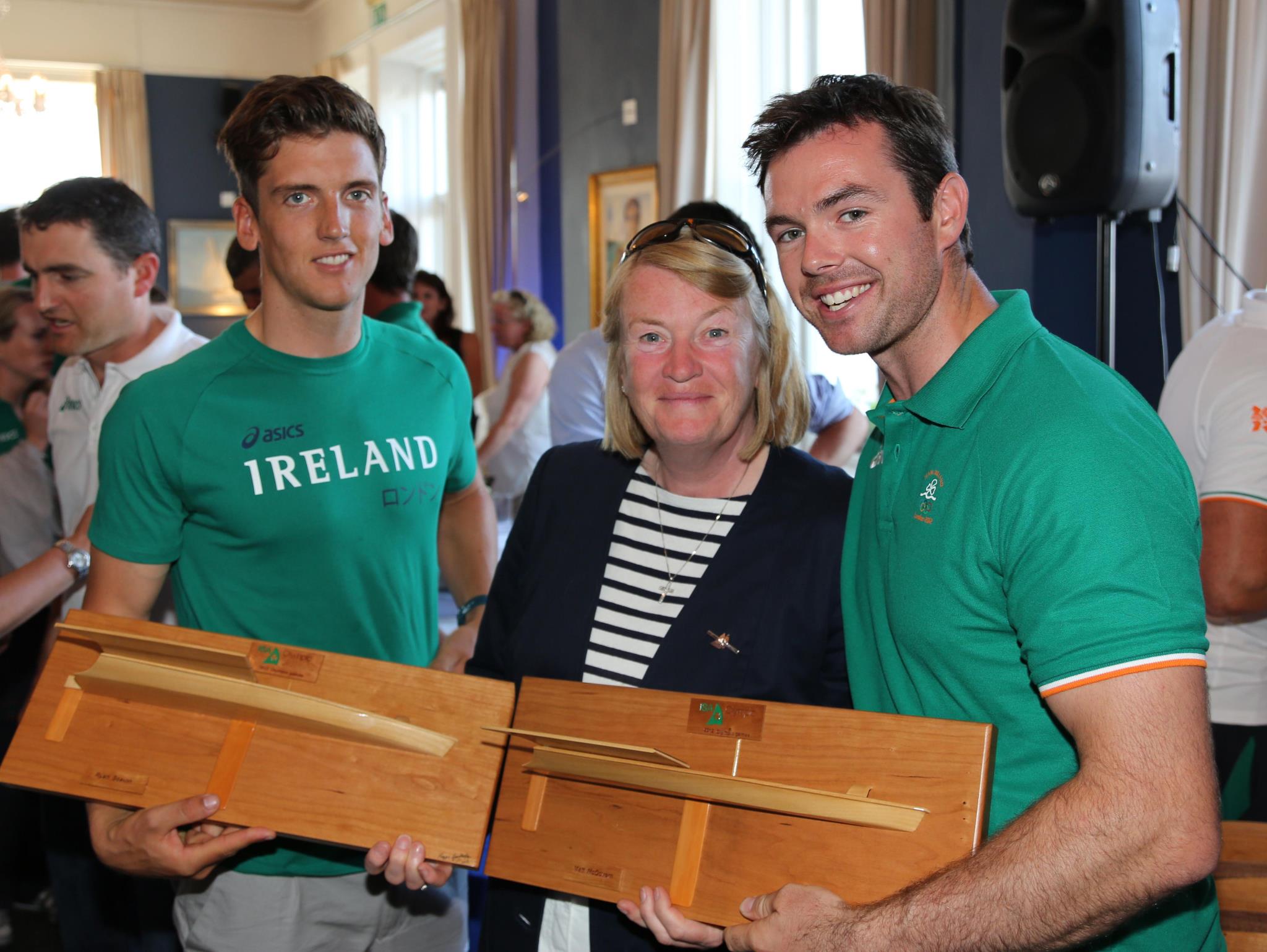 Ryan Seaton and Matt Mcgovern with Irish Sailing Association President Niamh McCutcheon